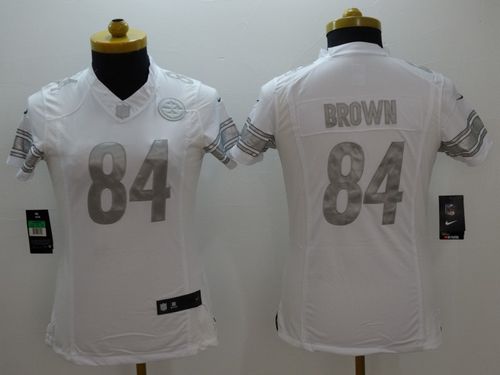 Nike Steelers #84 Antonio Brown White Women's Stitched NFL Limited Platinum Jersey